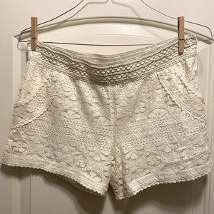 Ivory Lace/Eyelet Shorts with Pockets